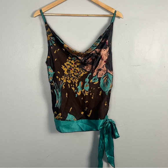 Vintage Y2K cowl neck silk Hale Bob top with tie at hip size small - Picture 1 of 7